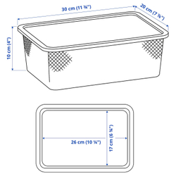 IKEA TROFAST  (ИКЕА ТРОФАСТ)  -  Контейнер из проволоки, серо-голубой, 20x30x10 см