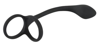 Эрекционное кольцо с утяжкой на мошонку и анальным плаг Black Velvets (Цвет: черный)