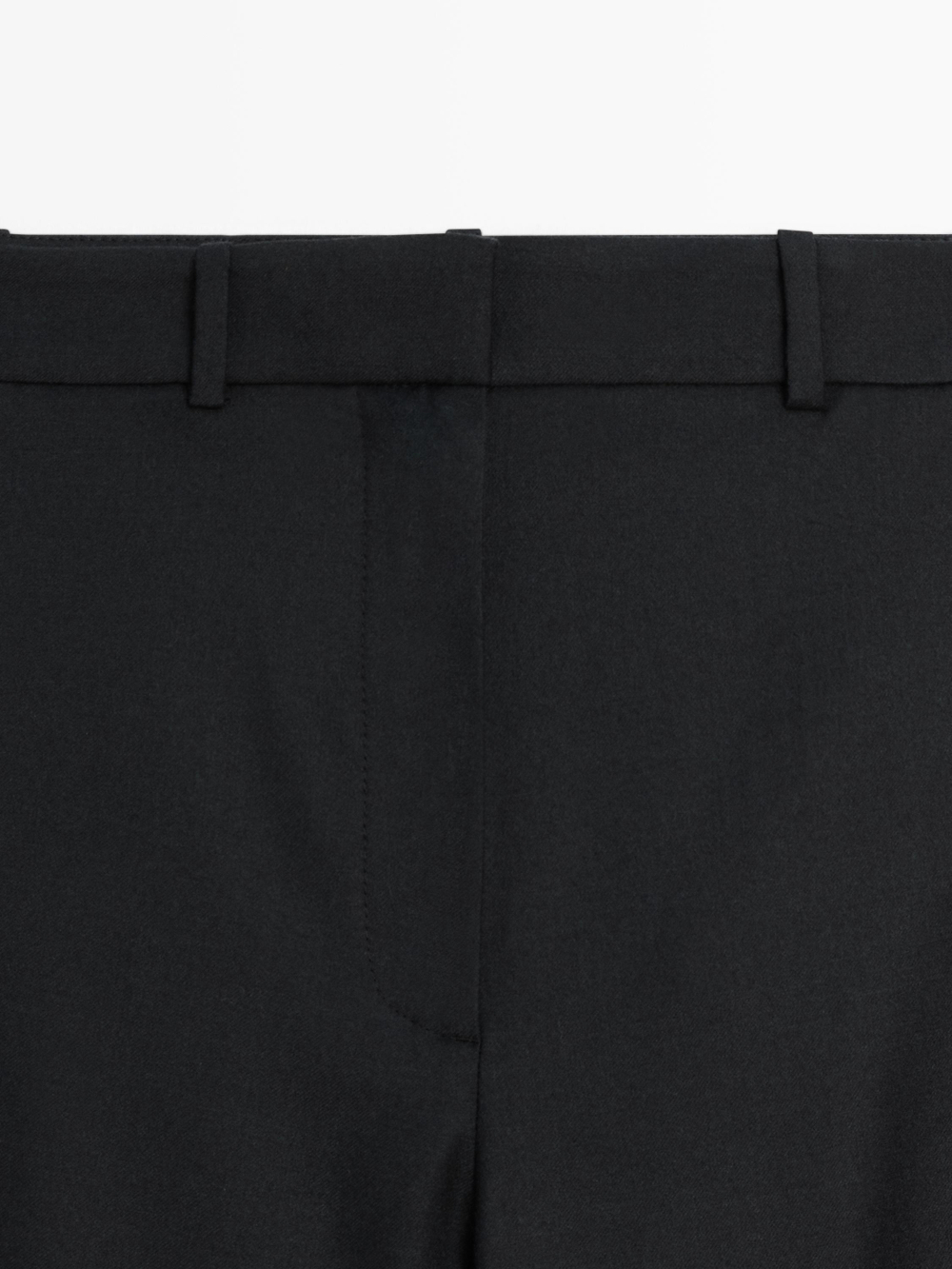 Massimo Dutti Широкие брюки с пряжкой и шерстью, черный