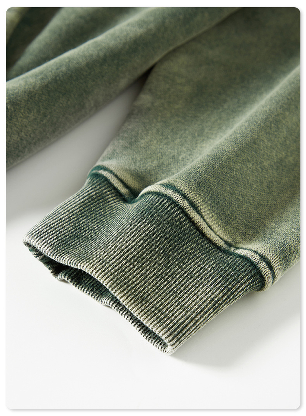 Американский модный брендовый костюм мужской зелёного цвета с эффектом потёртости с капюшоном и двойной молнией для мужчин.