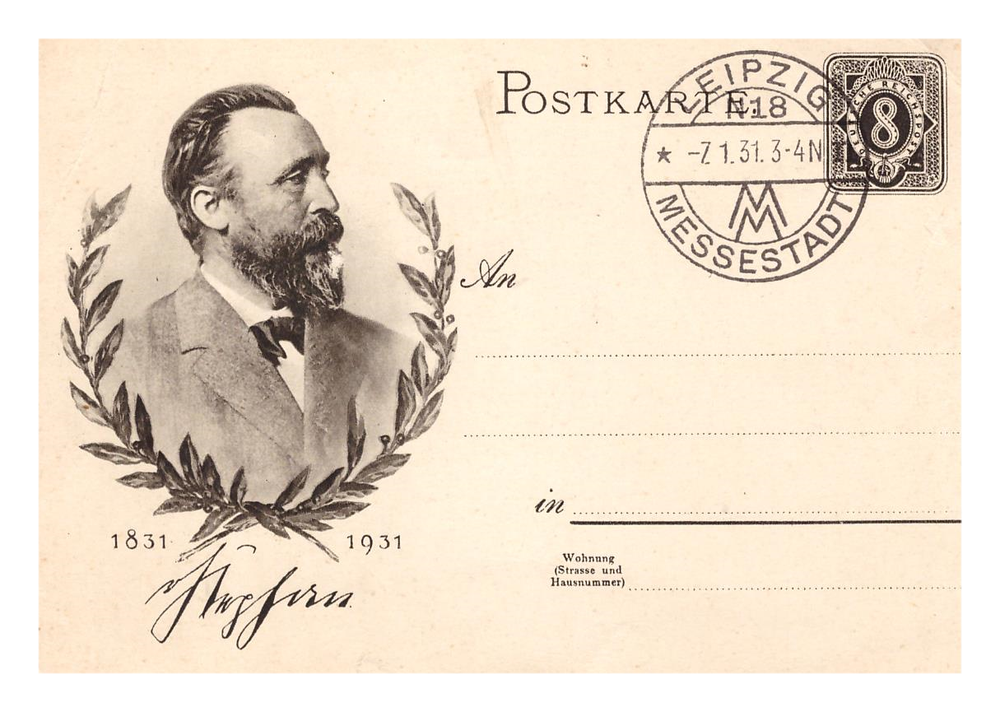 Почтовая карточка Германия, III-Рейх 1831 - 1931 (Печать Leipzig - Messestadt 7.1.31)