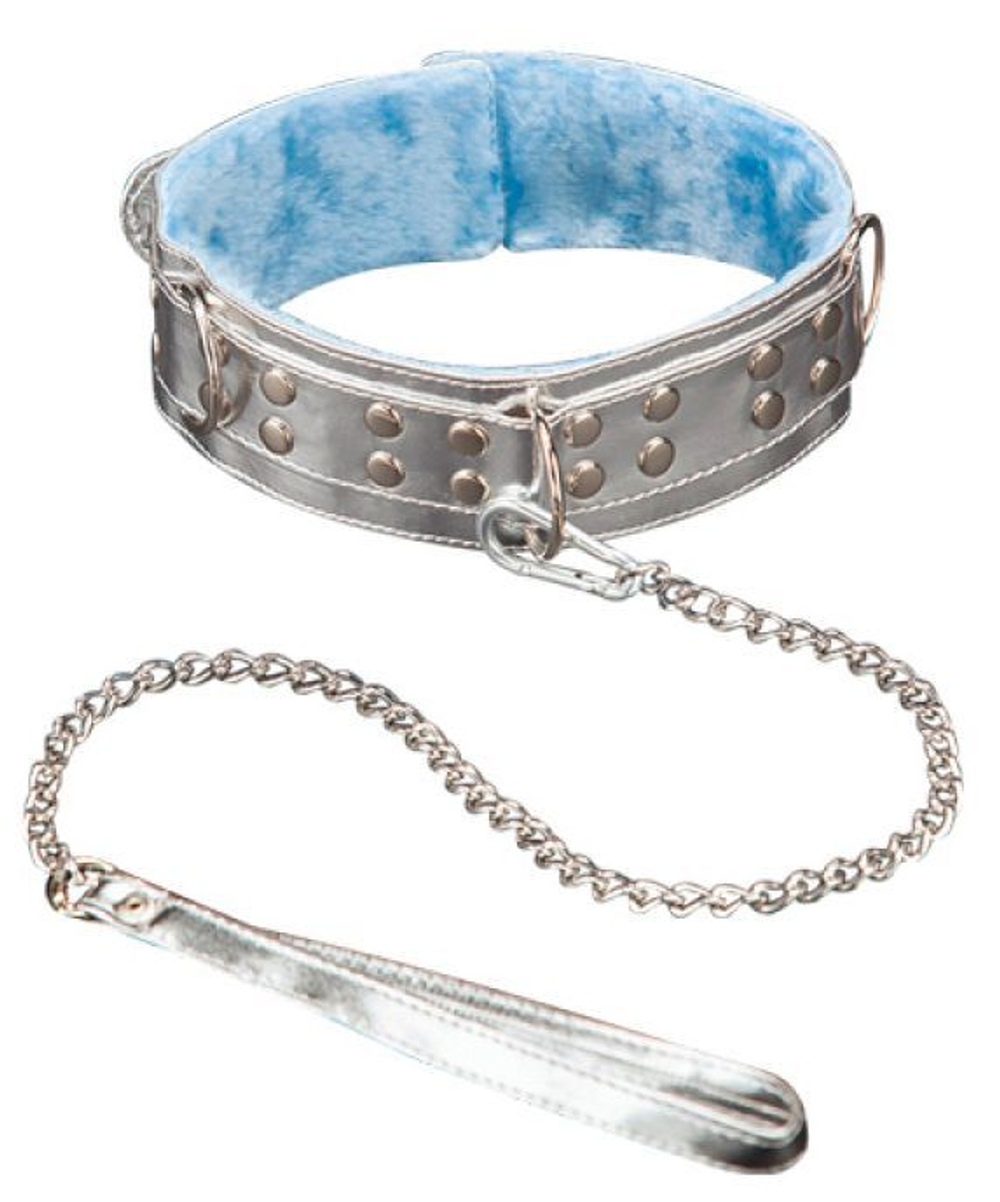 Серебристый ошейник из искусственной кожи (Цвет: серебро)