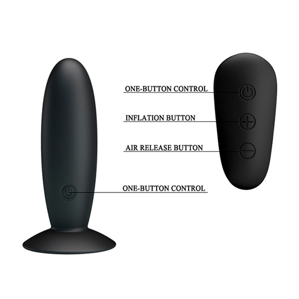 Черный анальный вибростимулятор 11см с пультом ДУ Mr.Play Remote Control Vibrating Plug BI-040045W-MR