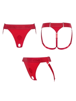 Трусики для страпона Strap-on-me HARNAIS LINGERIE UNIQUE, One Size, красный