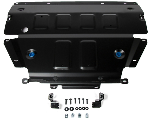 Защита картера Rival (черная) для Lamborghini Urus (V - 4.0T) 2017-н.в., штампованная, алюминий 4 мм, с крепежом, 333.2904.1