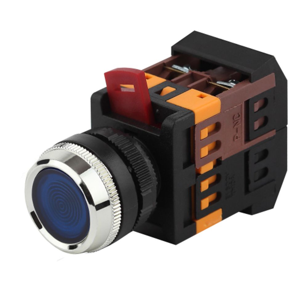 Кнопка ЭРА BBT30-ABLFS-K07E ABLFS-22 синий d22мм неон 240В 1з+1р | Кнопки управления