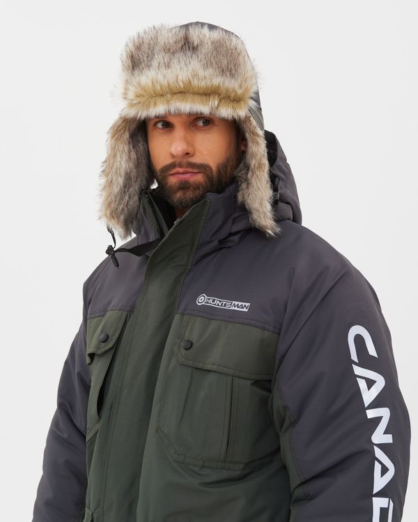 Шапка ушанка зимняя Канада ткань Оксланд цвет Хаки/Графит