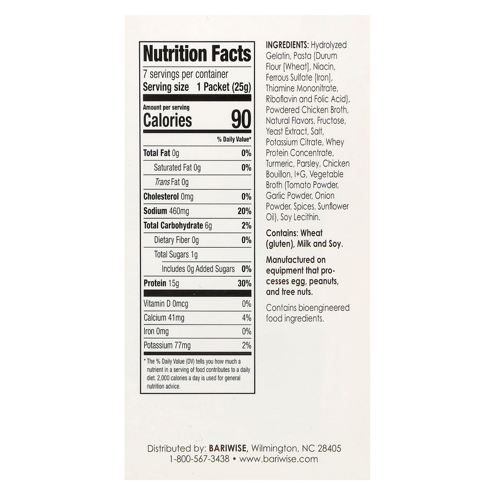 BariWise, протеиновый суп, курица и лапша, 7 пакетиков по 25 г (0,88 унции)
