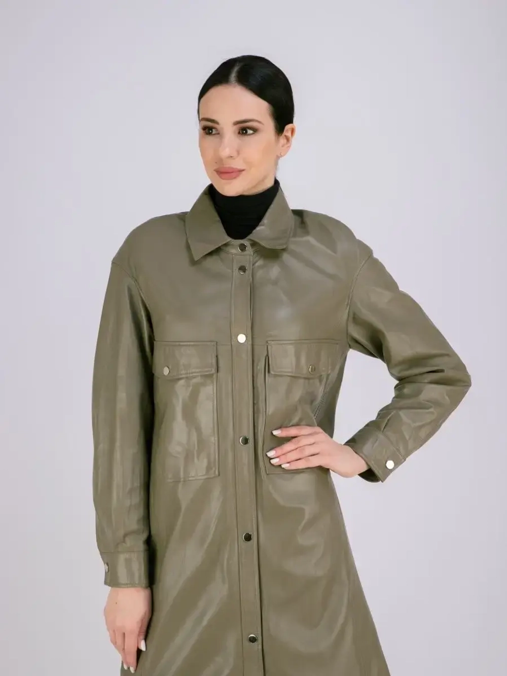 Плащ женский кожаный длинный Турция