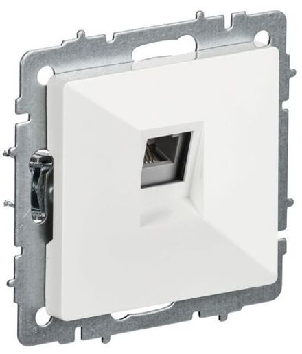 Розетка телефонная СП BRITE РТ10-БрБ RJ11 механизм бел. IEK BR-T10-K01