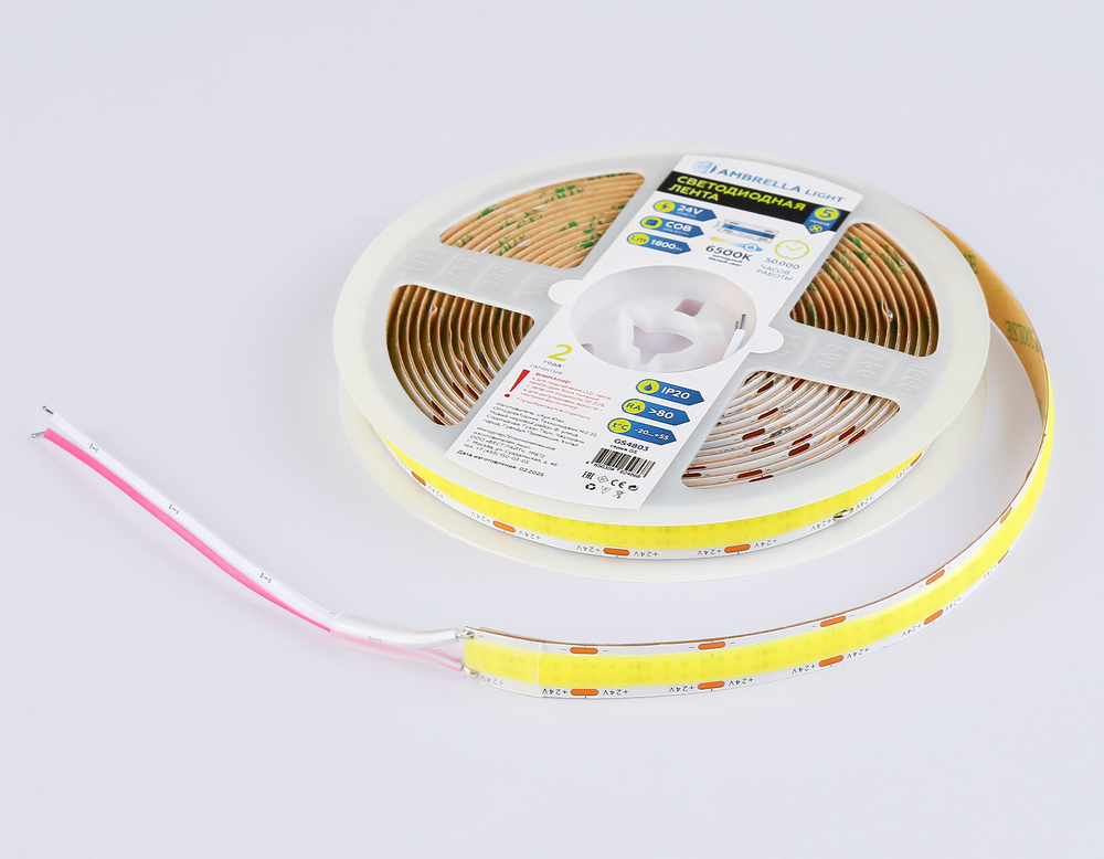 GS4803 COB 616Led/19W m/ 24V IP20 6500K/ 5m*12mm*2mm (2 конт.)