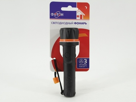 Фонарь светодиодный, прорезиненный ударопрочный корпус,"ФОТОН"  3 ярких светодиода, 2 х АА. STERN