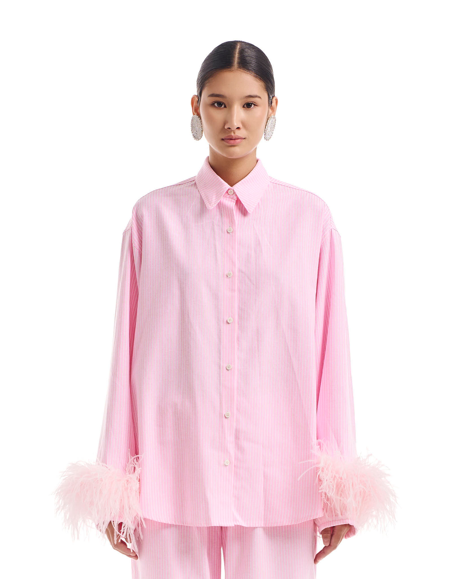 Костюм 13 в полоску с перьями розовый