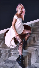 Черно-бежевые колготки с цветочным рисунком (Размер: S-M-L) (Цвет: бежевый)