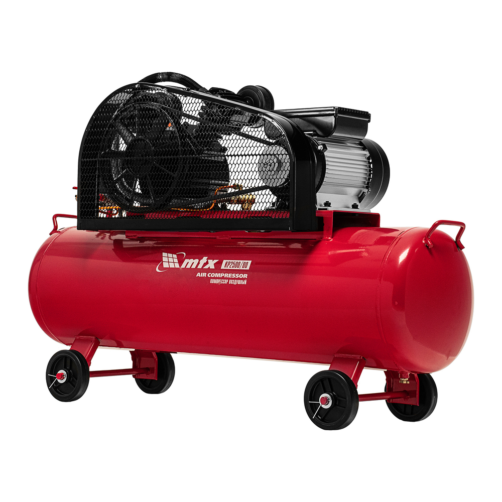 Компрессор воздушный ременный привод КР2500/80, 2,5 кВт, 80 литров, 420 л/мин МТХ
