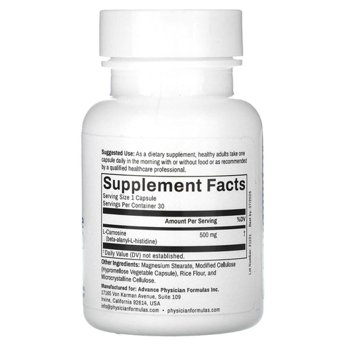 Advance Physician Formulas, L-карнозин, 500 мг, 30 капсул