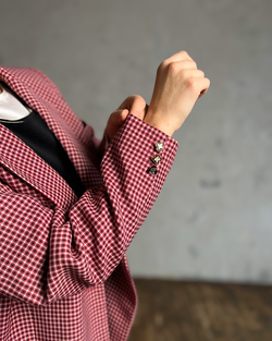 Жакет двубортный малиновый из шерсти