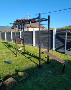 Монтаж уличной шведской стенки Sv Sport Рукоход (4 вертикальных столба)