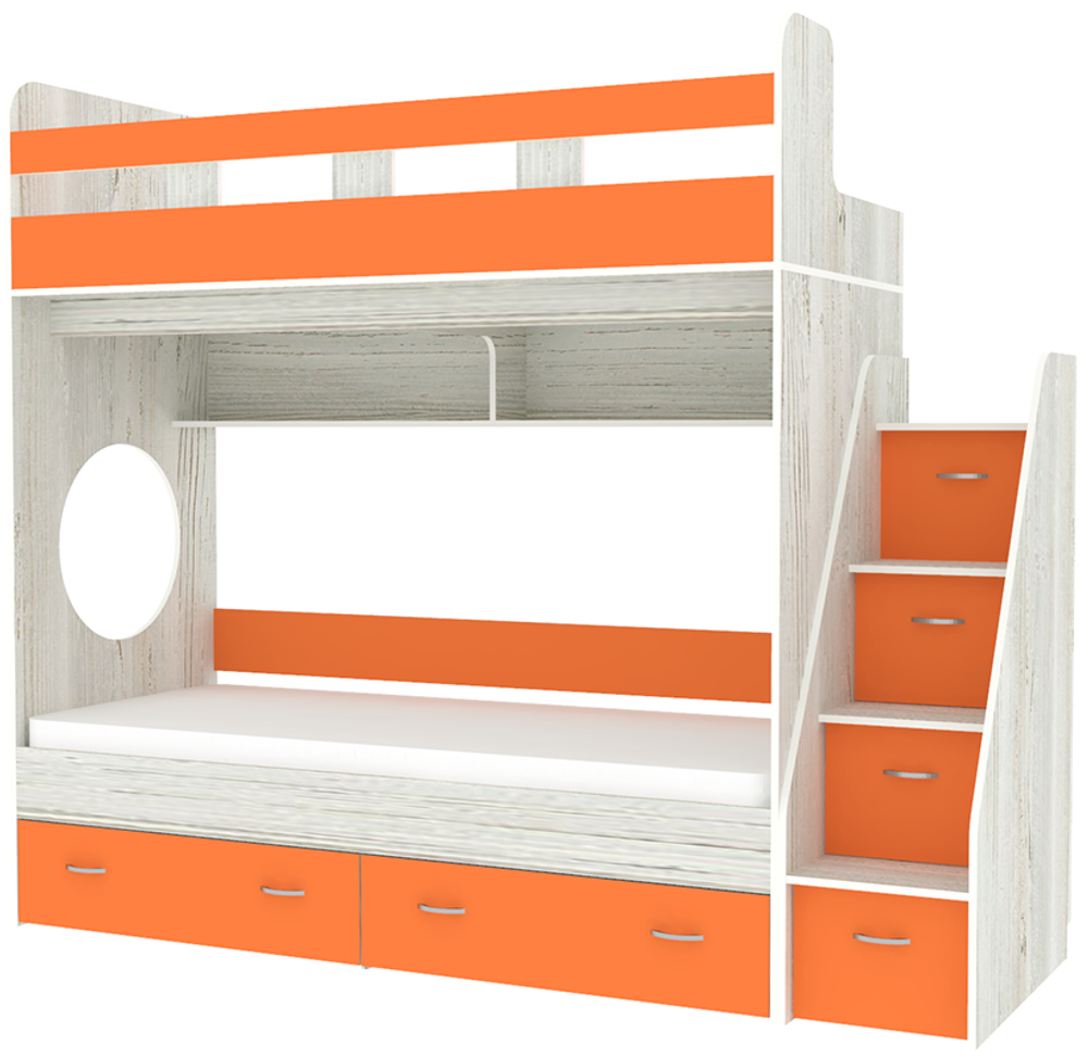 Двухъярусная кровать КарИВи Юниор 1 90х200 Винтерберг Оранжевый