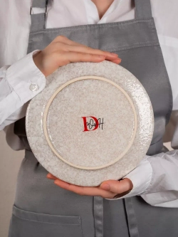 Набор посуды 2 тарелки плоские охра с бортиком 20 см