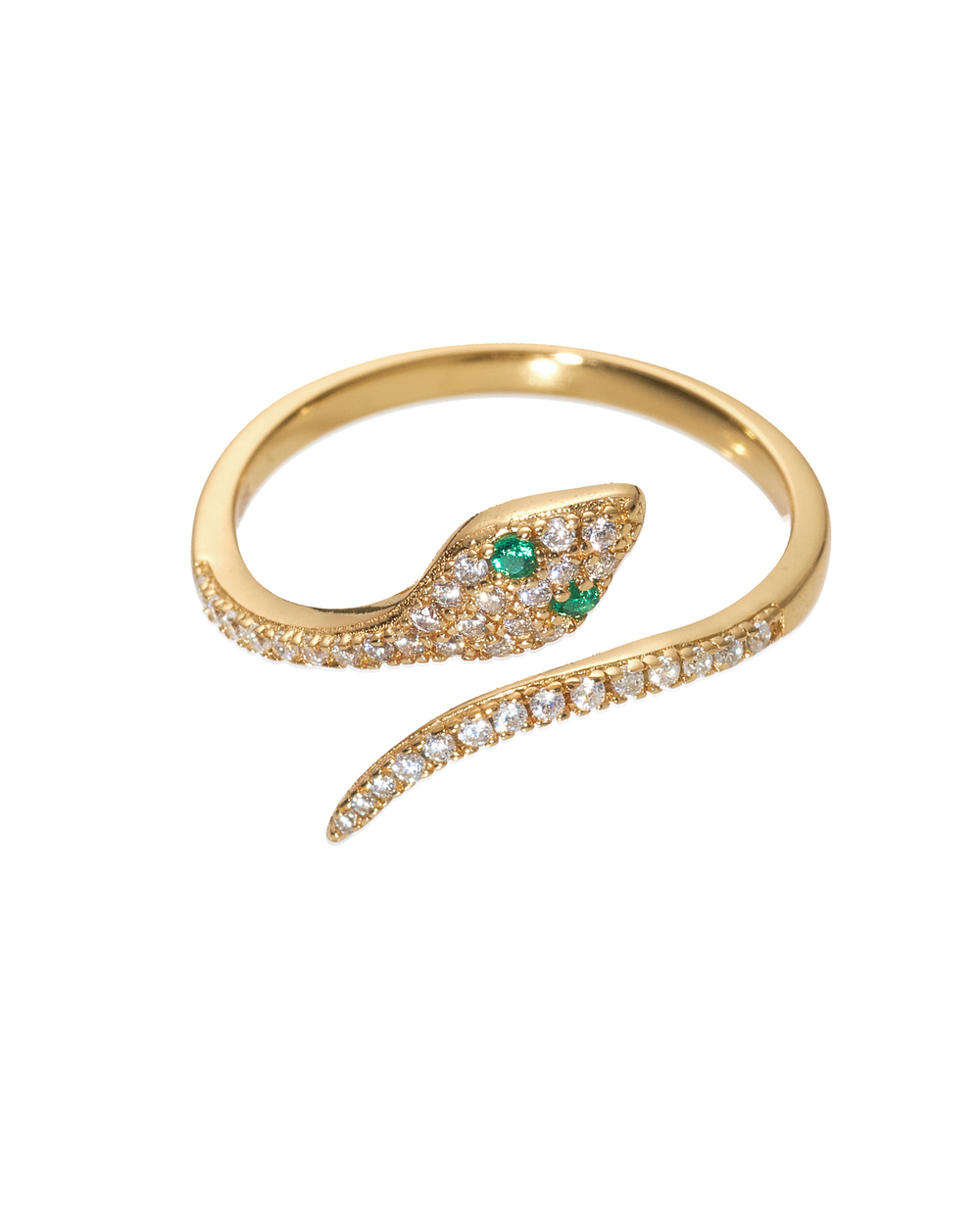 Кольцо тонкая змея в камнях, 1 оборот