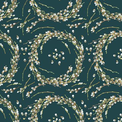 венки из вербы на темном фоне