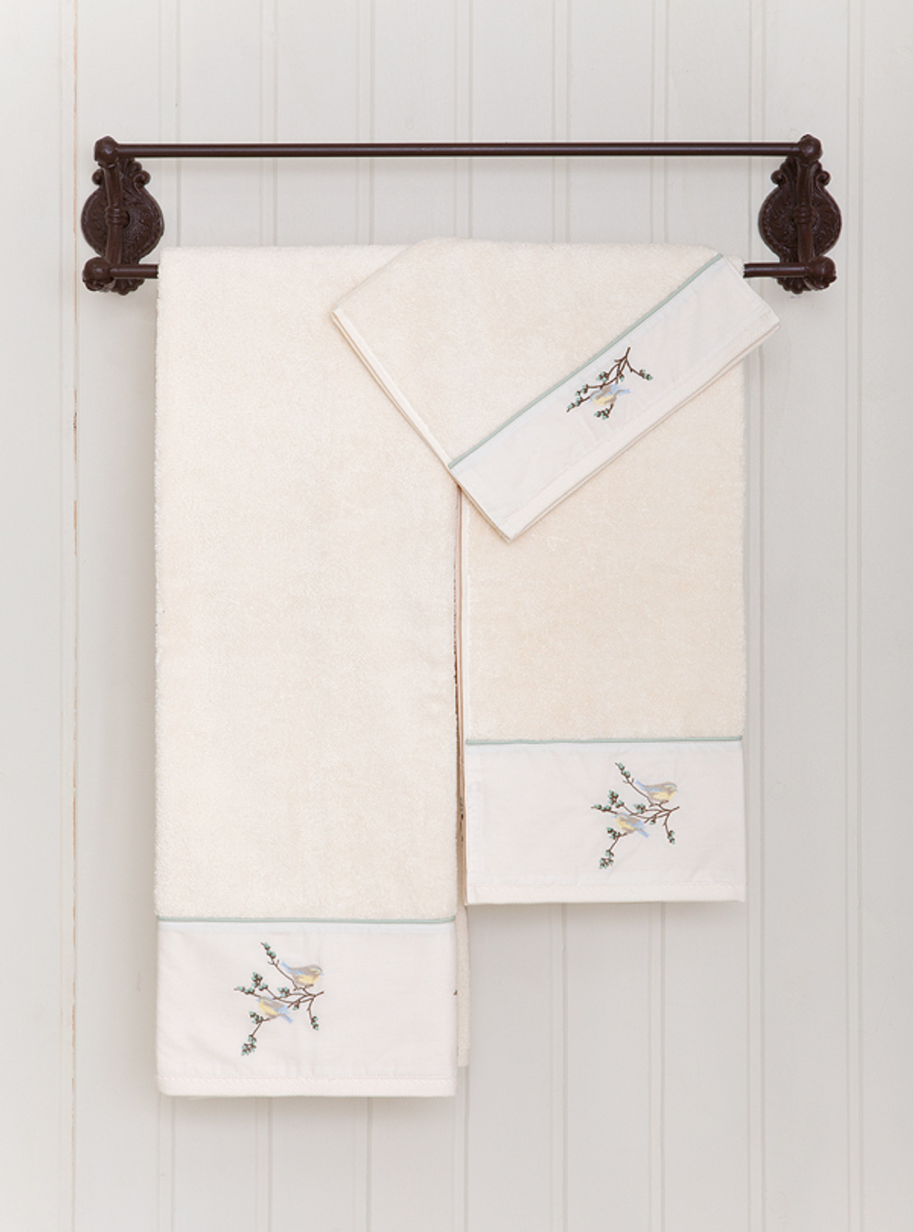 Набор полотенец 2 шт Bovi Spring экрю с вышивкой Португалия