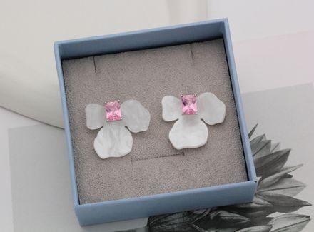 SALE Серьги-гвоздики "Орхидея-Pink" 26,7мм (не зеркальные)