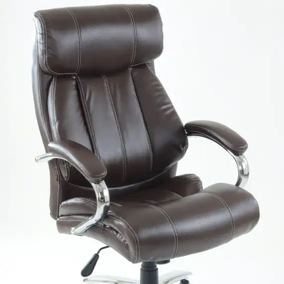 Кресло Barneo K-303 для руководителя коричневая кожа, газлифт 3кл, PU-R57