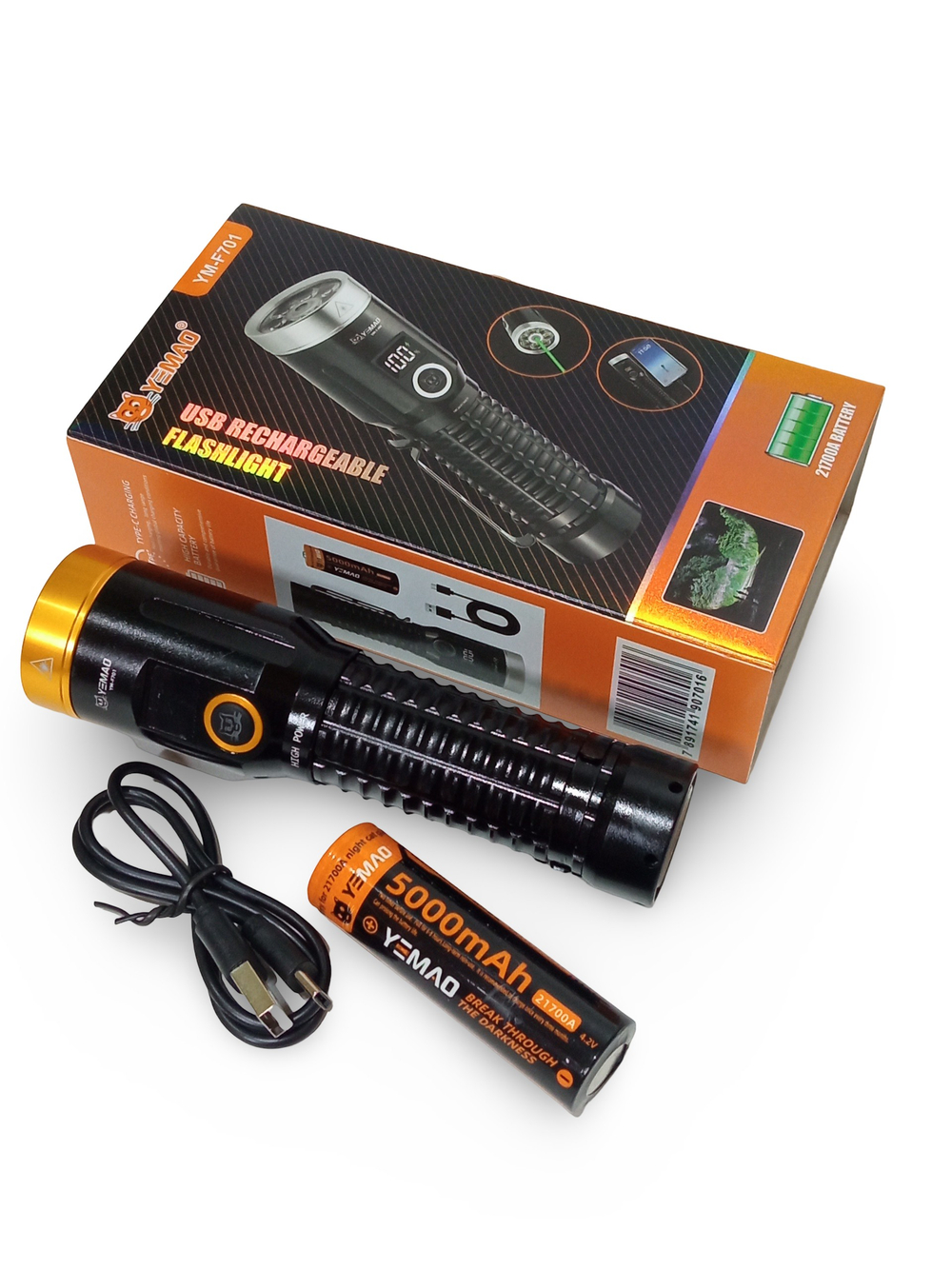 Фонарь ручной яркий многофункциональный 7LED+лазер YM-F701