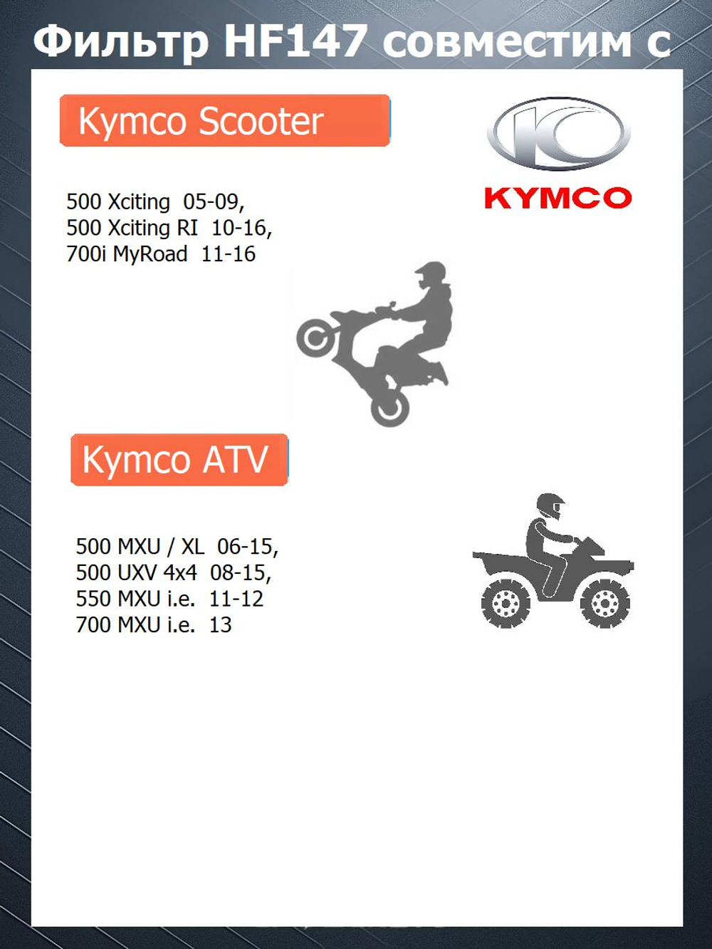 Фильтр масляный HF147 Снегоходы Yamaha, Yamaha Scooter, Yamaha Motorcycle, Yamaha ATV, Kymco
