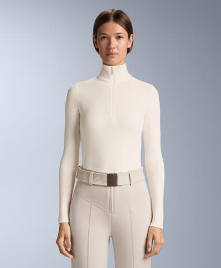 Oysho Термофутболка с застёжкой-молнией на половину длины, экрю