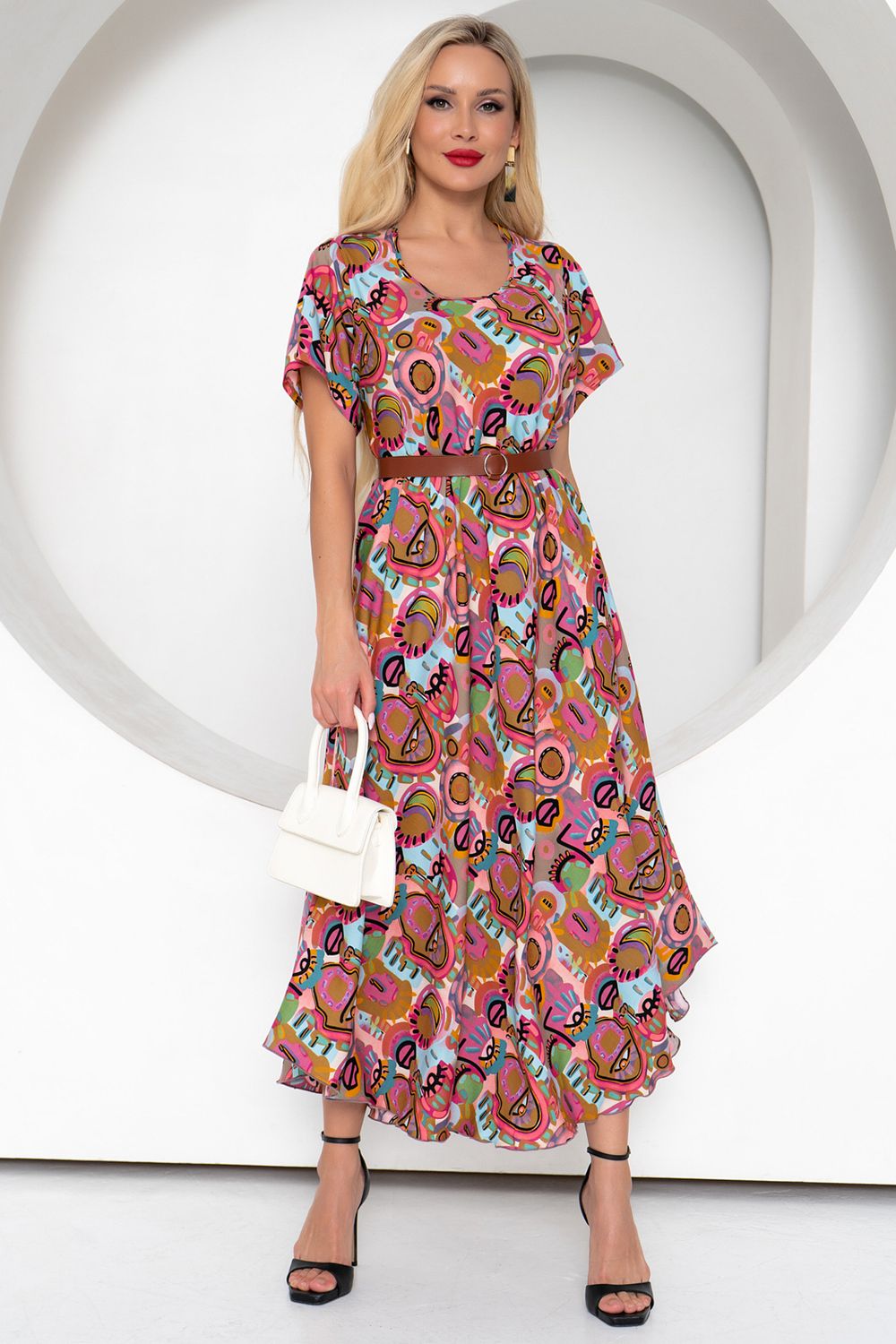 Платье Рада (розовый/принт) Р11-1166/2 Nikol (Акция)