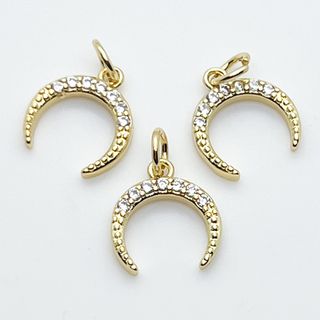 Подвеска Лунница, позолота, фианиты, размер 13*11 мм, цена за 1 шт