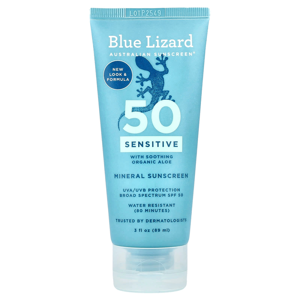 Blue Lizard Australian Sunscreen, солнцезащитное средство, для чувствительной кожи, SPF 50, 89 мл (3 жидк. унции)