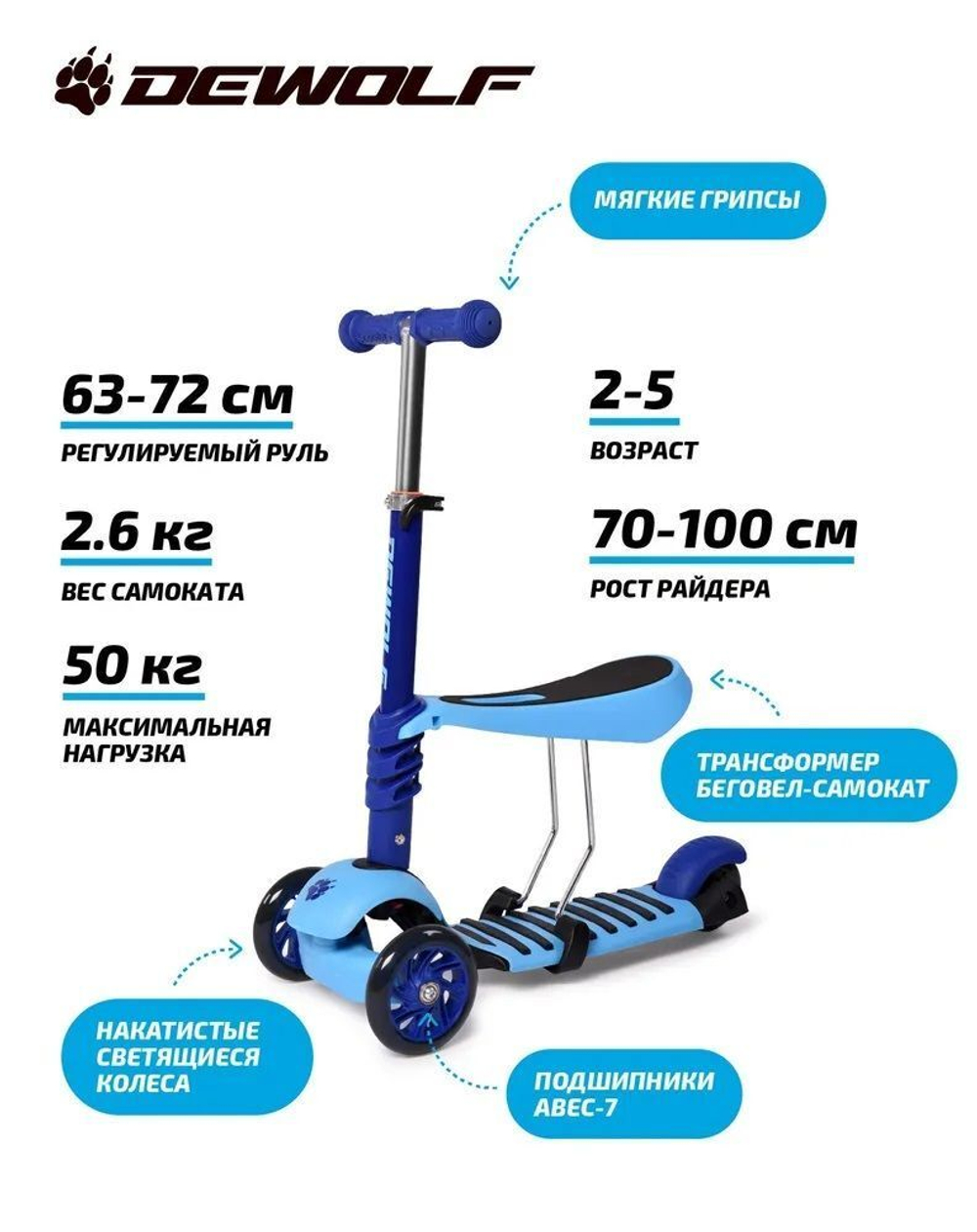 Самокат детский Dewolf TRILLY-TROLLY