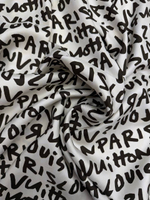 Шелк твил Louis Vuitton Paris белый с черным лого