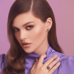 Серьги с Танзанитами и Бриллиантами, Эмаль, E0123-30/2