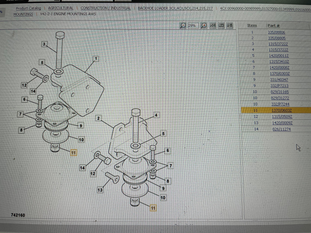Гайка M16 схема JCB