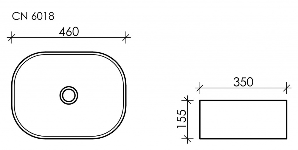 Умывальник чаша накладная овальная Element 460x350x155мм