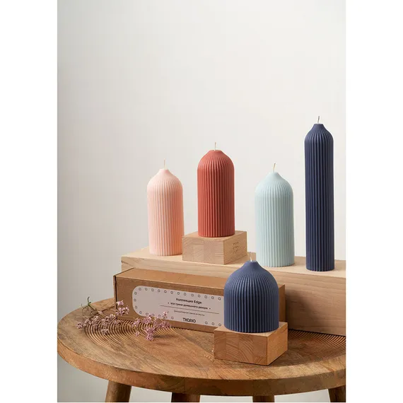 Свеча декоративная бежево-розого цвета Edge 10,5 см