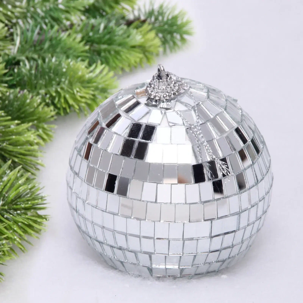 Новогодний шар 10 см «Shining Disco», Серебро