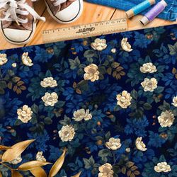 Ткань премиум сатин ночная цветочная сюита