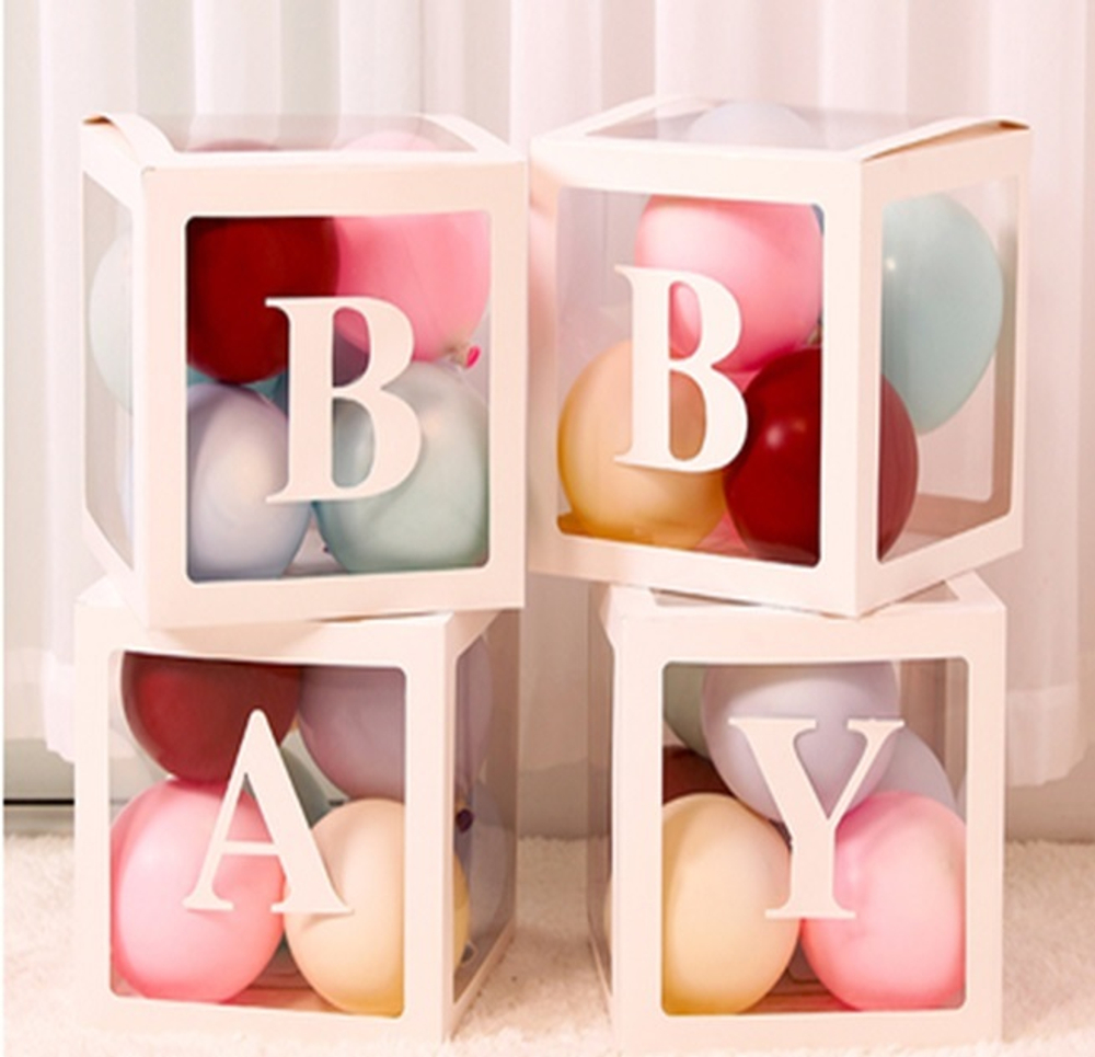 Декоративные коробки для шариков с воздухом с надписью Baby белые