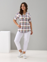 Блузка БЛ-122/розовосиняя-клетка