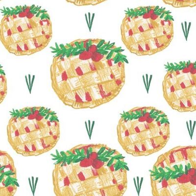 Бесшовный паттерн с рождественской едой восковыми мелками