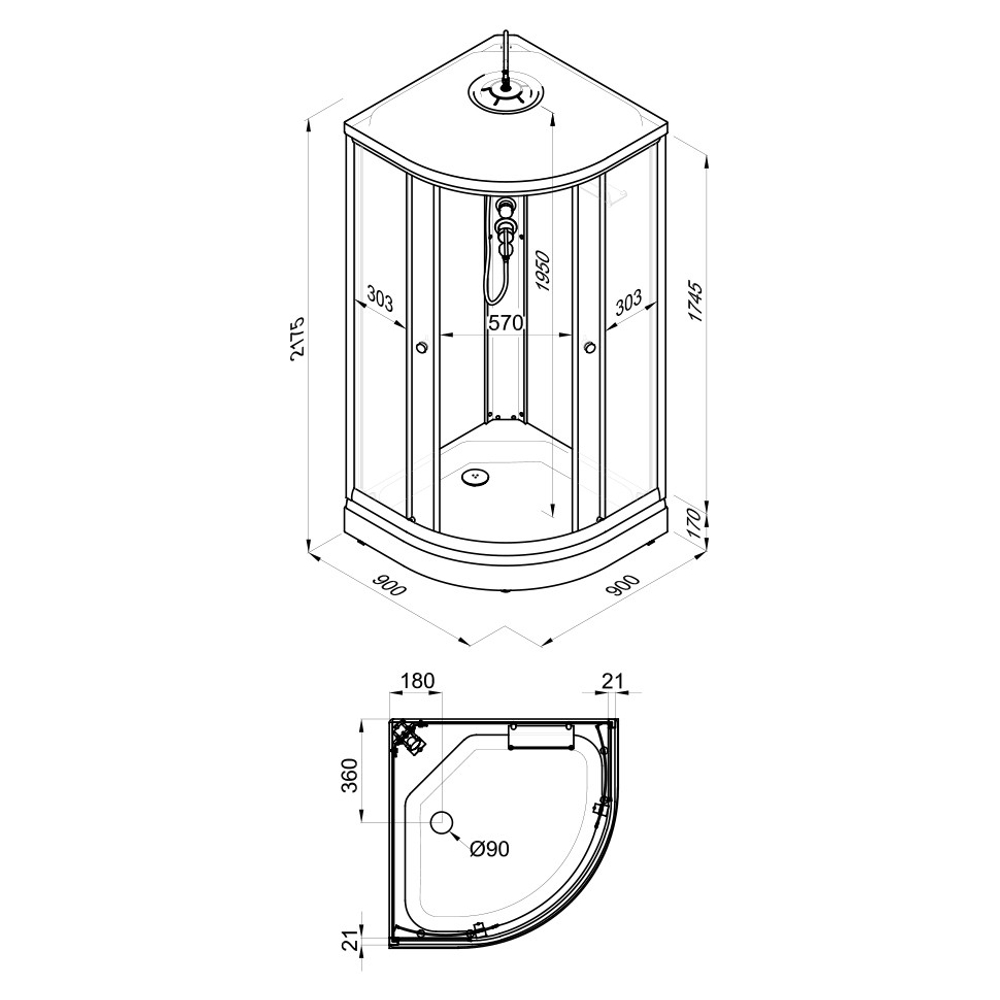 Душевая Кабина Вельвет 90*90 А