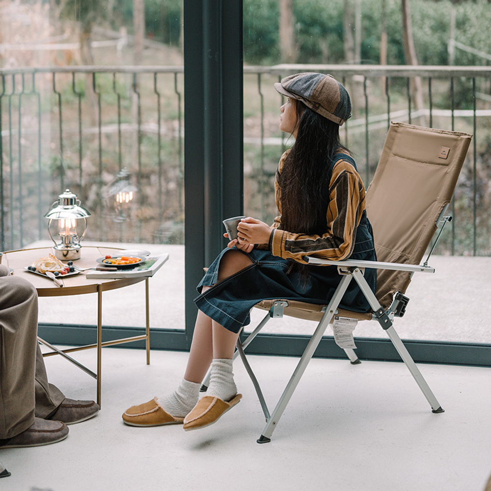 Кресло туристическое Naturehike складное, регулируемое, темно-коричневое, до 140 кг