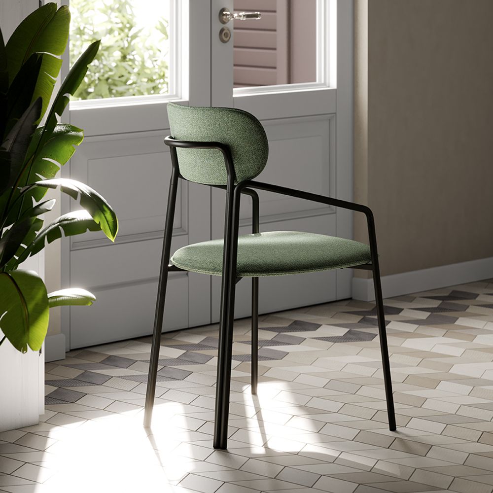 Стул Ror, Round, рогожка, черный/зеленый