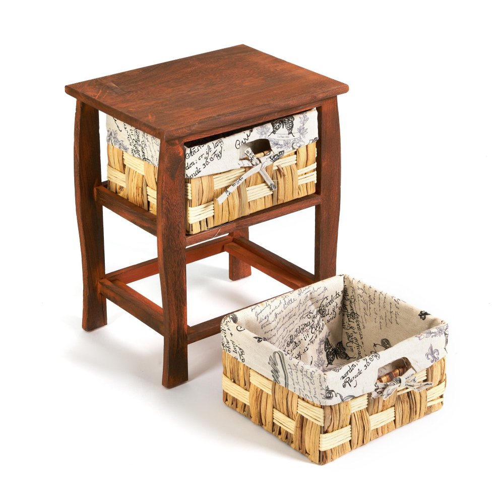 Тумба с 2 ящиками Secret De Maison BEL 2 ( mod. PE-10 ) дерево павловния, мдф, 39x30x46.5см, Brown (коричневый) ткань №HX21